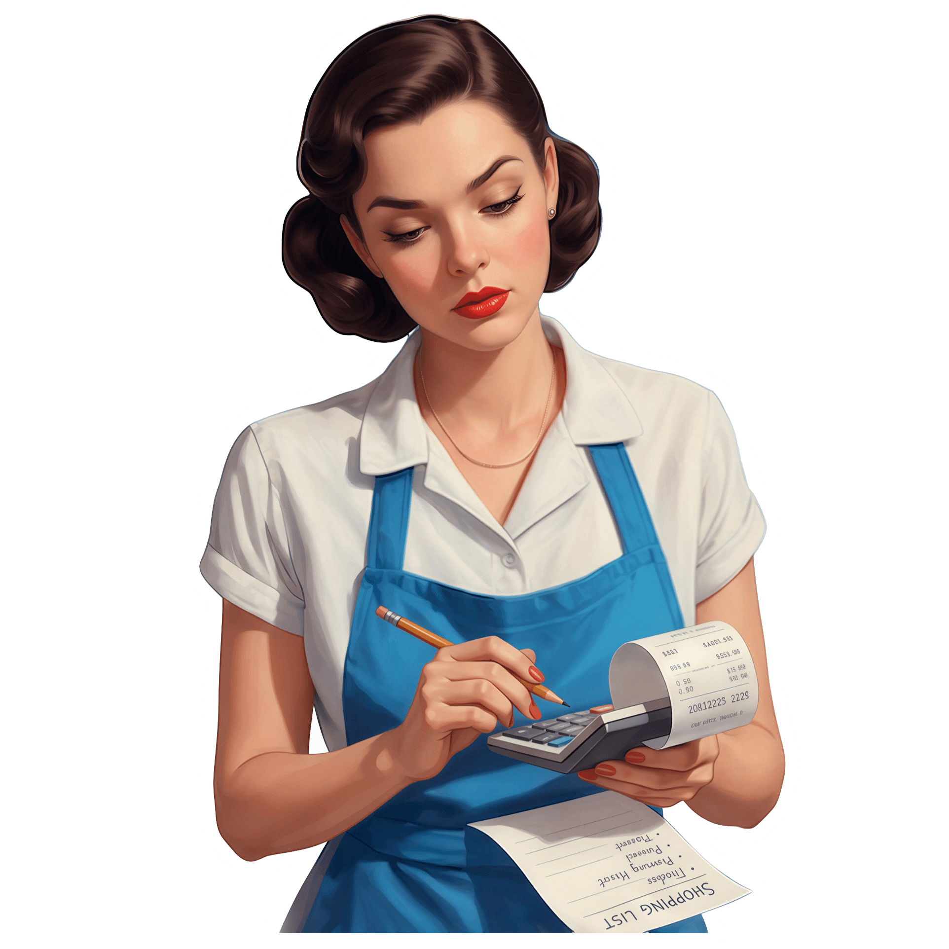 Ann tracking spending with a receipt and calculator