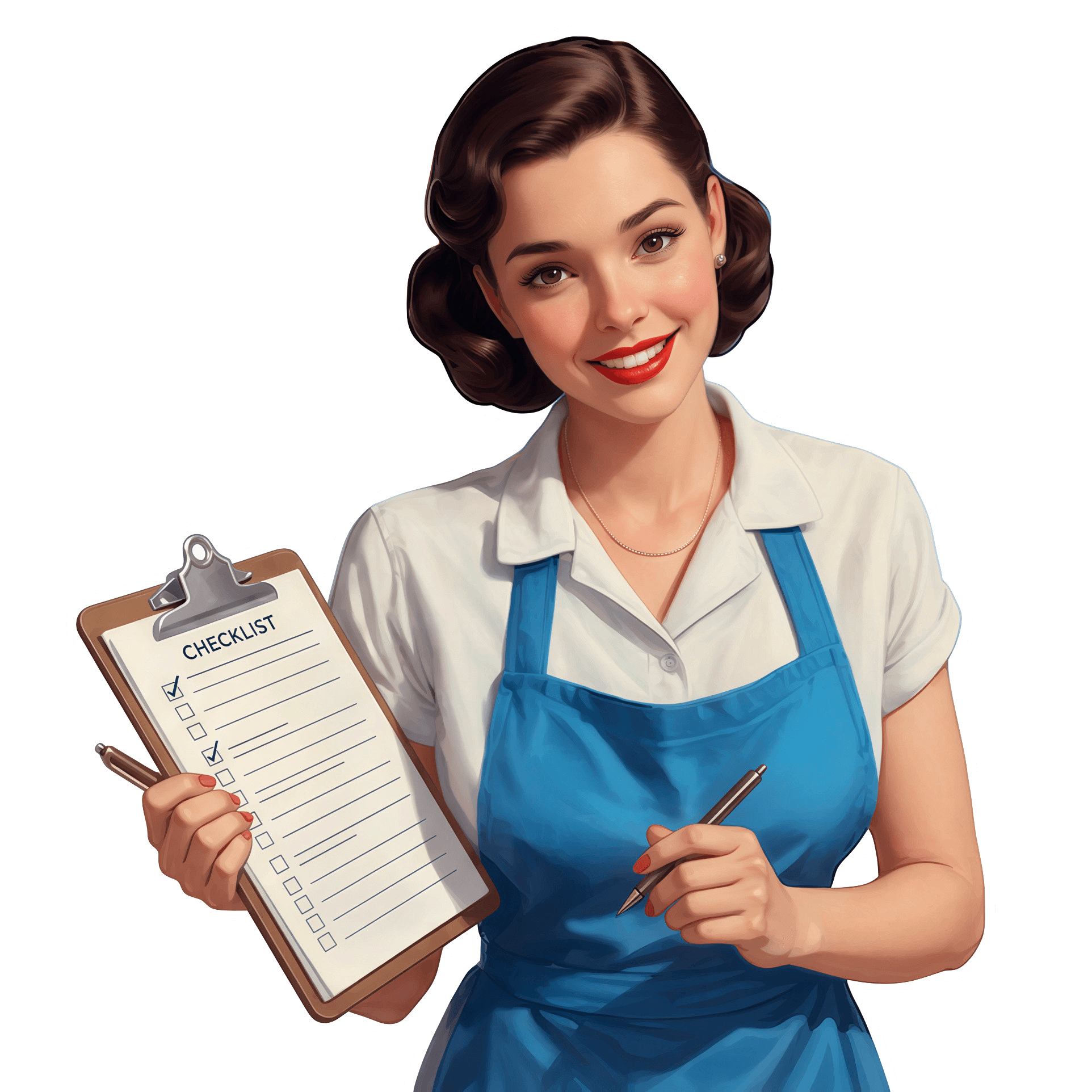 Ann holding a checklist